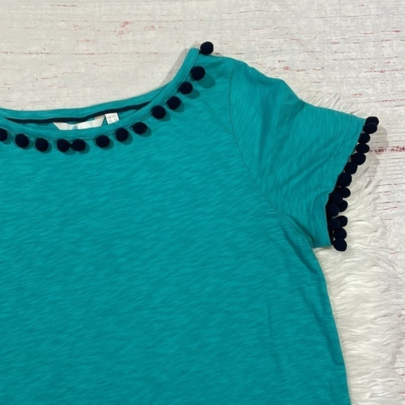 Boden Bridget Turquoise Teal Pom Pom Jersey Mini Dress Long Fit - Picture 6 of 12